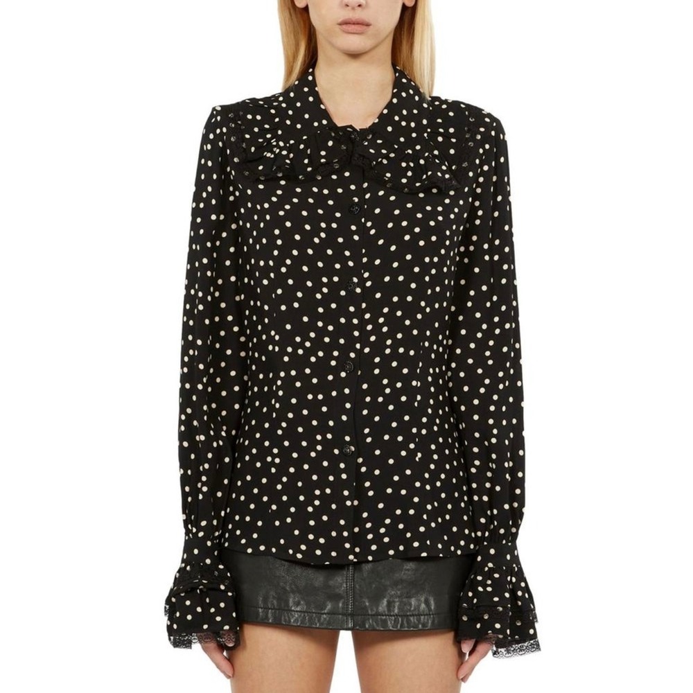 NWT The Kooples French Sz 2 (M) Polka Dot Lace Peter Pan Collar Blouse $375